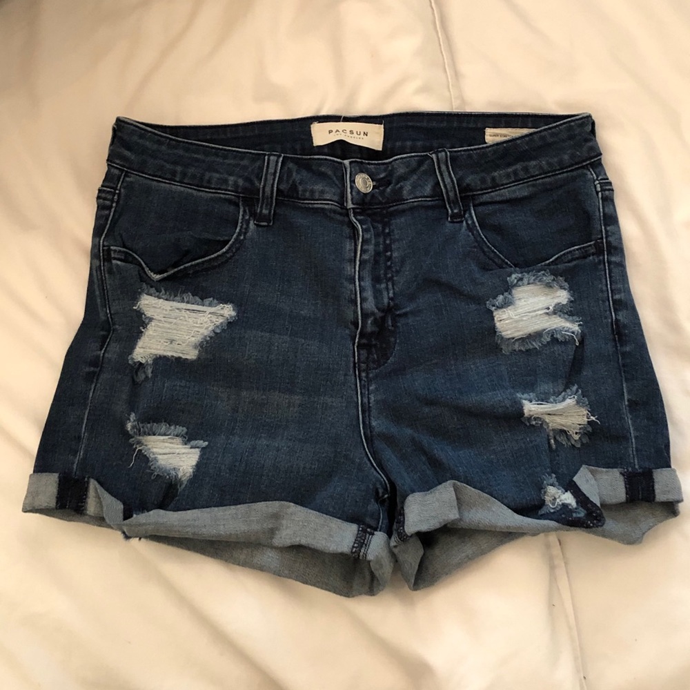 Ripped jean shorts